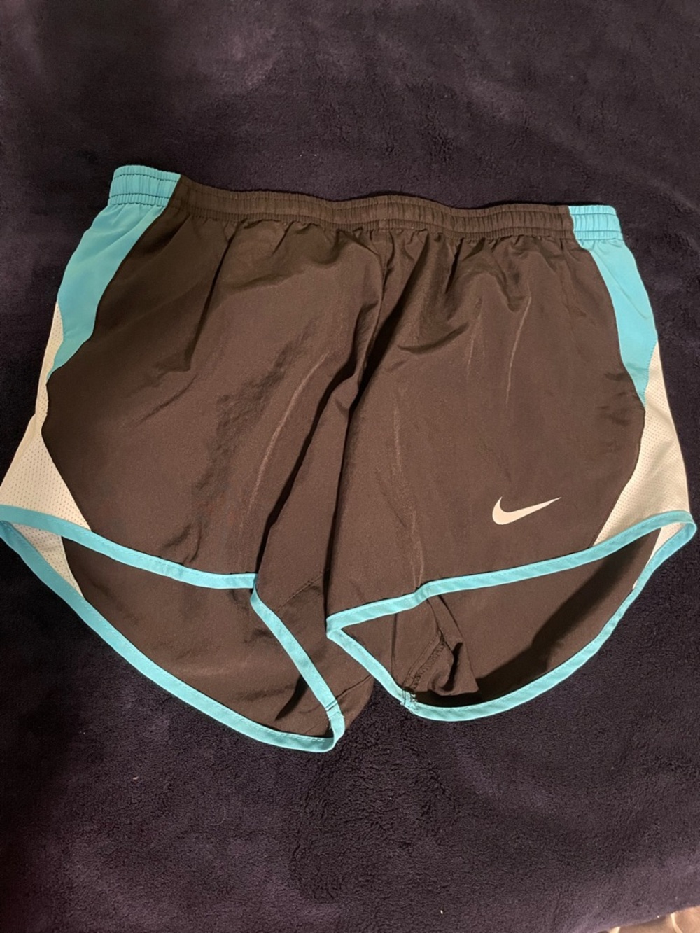 Nike Women’s Black and Aqua Trim Athletic Shorts